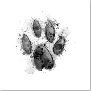 Inky Paw Print - Black Posters and Art